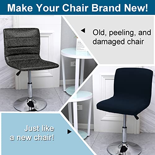 Image of WOMACO Bar Stool Cover with Back Printed Dining Room Square Swivel Barstool Chair Seat Cushion Slipcover for Counter Height Mid Low Back Chair Protector (2, Navy Blue)