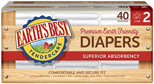 Earth's Best TenderCare Chlorine-Free Disposable Baby Diapers, Size 2 (12-18 lbs), 40 Count