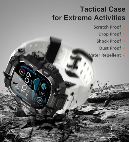 Image of ULTIMAL Rugged Case with Band for Apple Watch 49mm,Compatible with Apple Watch Ultra 3 /2 /1, Military Grade Shockproof Bumper Cover for iWatch Tactical Band Men (49mm,White)