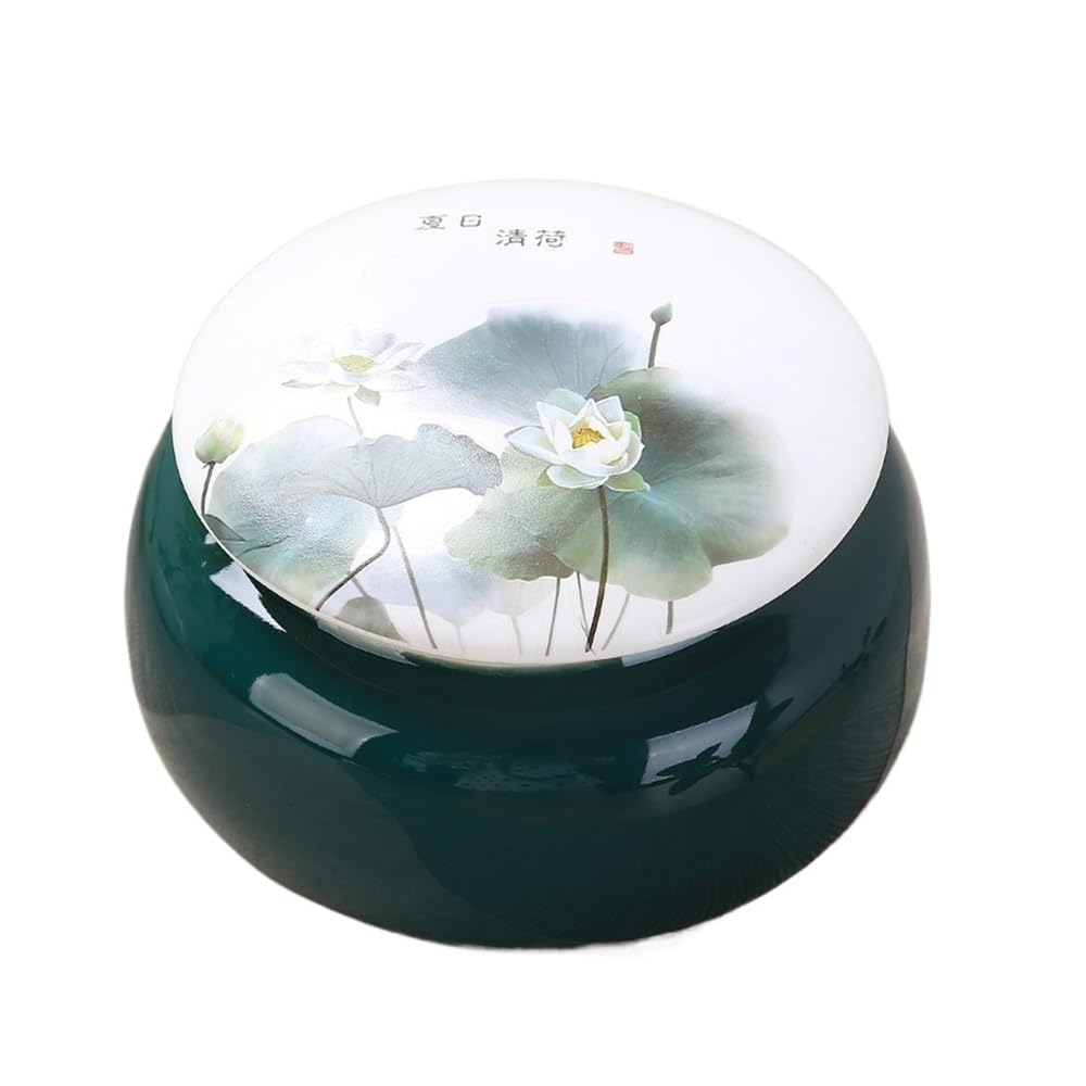 HLHLOP777 Kitchen Storage Jar Ceramic Tea Canister With Lid Home Storage Jar For Loose,Coffee Beans,Herb,Candy,Spices,Nuts ﻿ Leaf Tea Jar(Green)