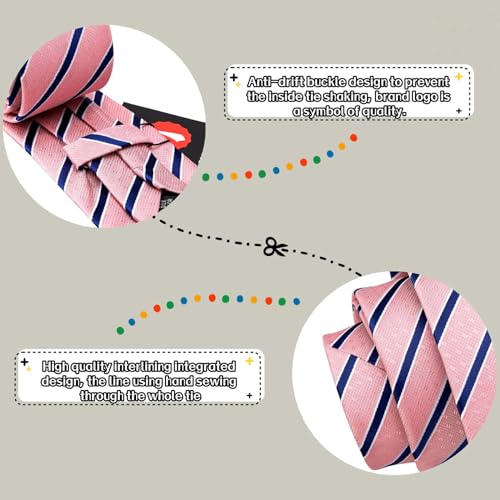 Image of Barry.Wang Man Stripe Ties Set Silk Woven Pocket Square Necktie Cufflinks Formal Party Business
