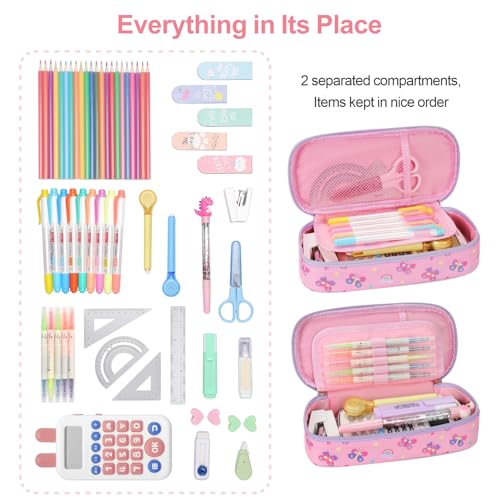 Image of Bagseri Pencil Case for Kids - Special Cute Pencil Pouch for Girls Large Capacity Pencil Bag Aesthetic Kids Pencil Box for School (Pink Butterfly)
