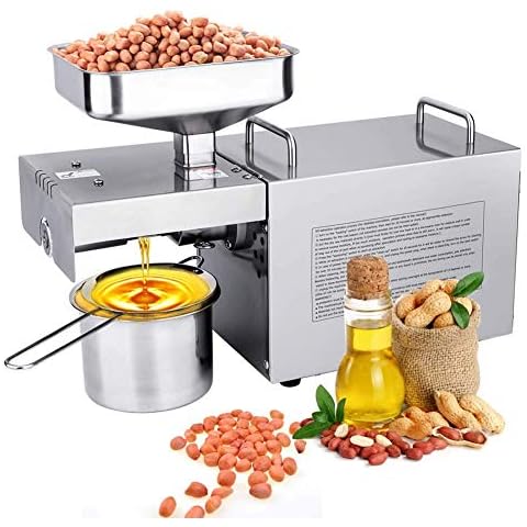 YUNSHINE Oil Press Machine Cold/Hot Nut Oil Extractor 304 Stainless Steel Seed Oil Press for Coconut Castor Olive Home/Commercial Oil Expeller(220V) Cover