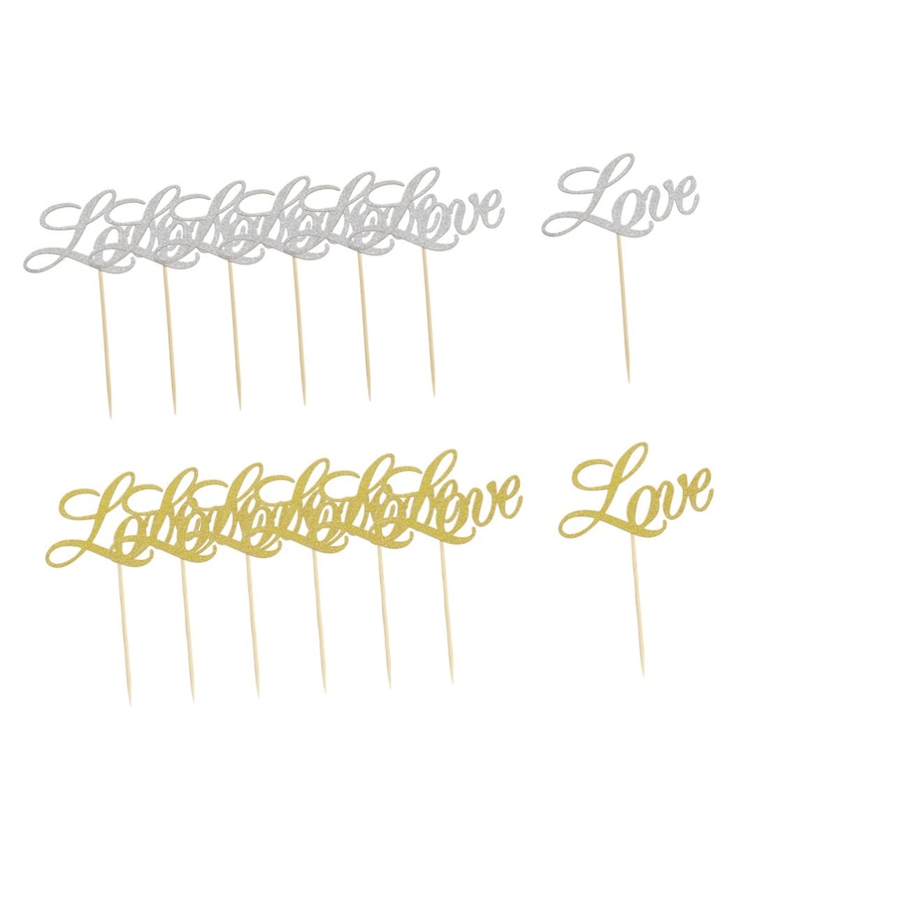 VILLFUL 40pcs Wedding Cupcake Decor Wedding Decorations Wedding Ornament Love Cake Toppers Glitter Cake Picks Cupcakes Love Cake Pick Wedding Cupcake Toppers Dessert Decorate Paper Cup