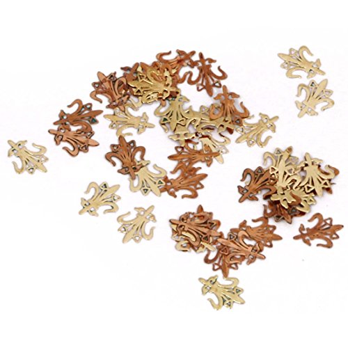 BMC 120pc Flexible Gold Metal Fleur De Lis Cut Out Nail Art Decorative Confetti