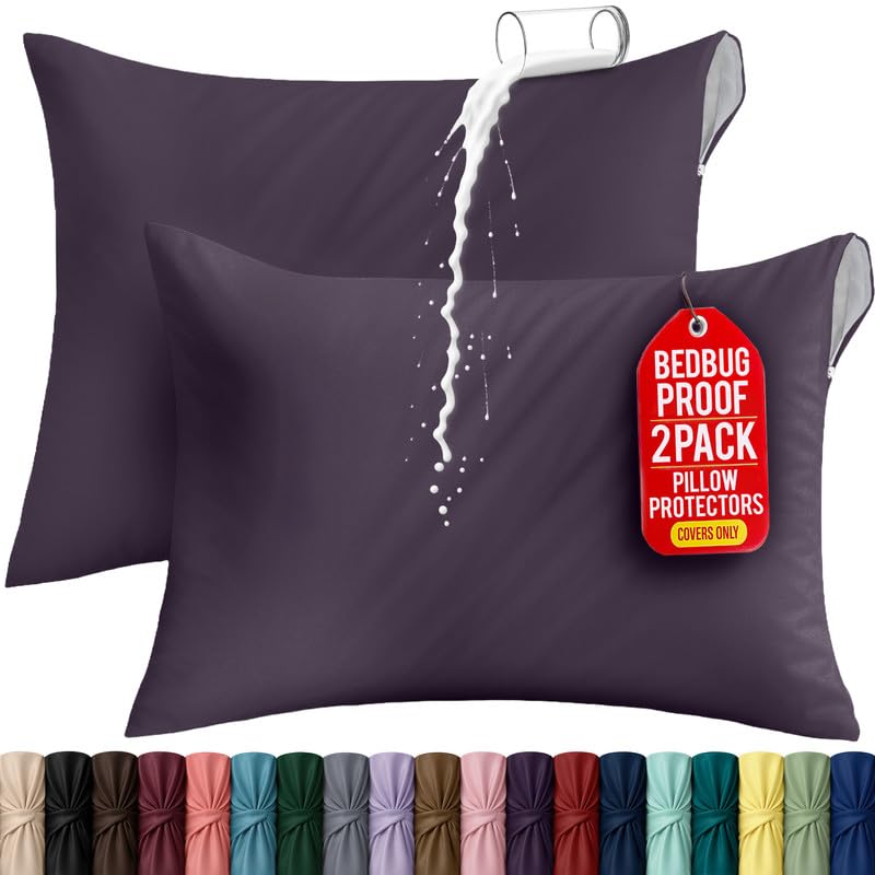 Set of 2 Pillow Protectors with Zipper King Size, Pillow Covers