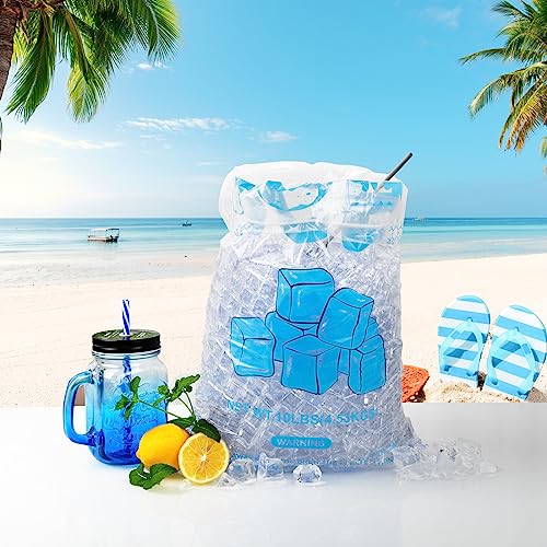 Image of 100 PACK 10 lb. Drawstring Ice Bags 12 x 21 Inch Heavy-Duty