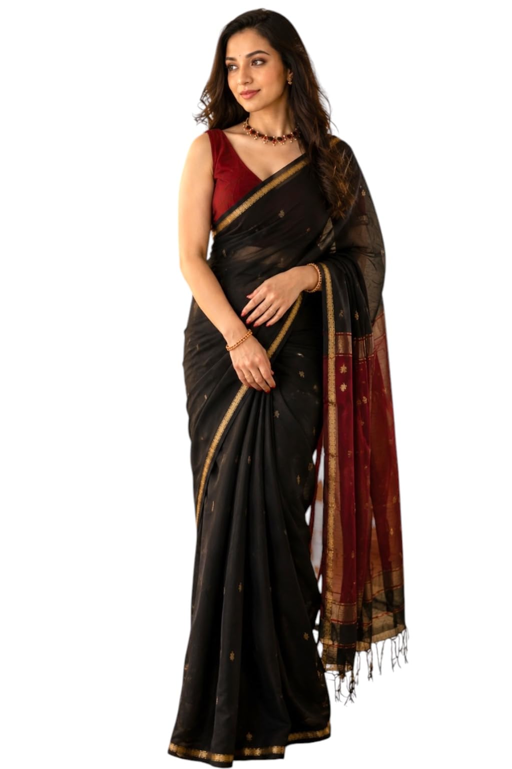 mishaboutique Pure120 Count Mulmul Plain Cotton Saree (Model blouse not included)-picture-32