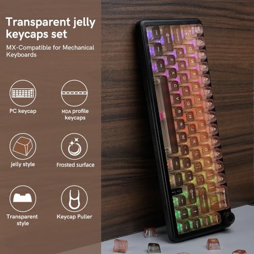Image of dagaladoo Clear keycaps Set,Translucent Keyboard keycaps,Jelly Key caps | Shine Through keycap,MDA Profile Custom keycaps for Mx Switches Mechanical Keyboard(Gradient Brown,115-keys)