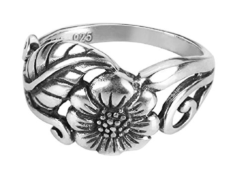 CloseoutWarehouse 925 Sterling Silver Karen's Flower Ring (Comes in Colors)3
