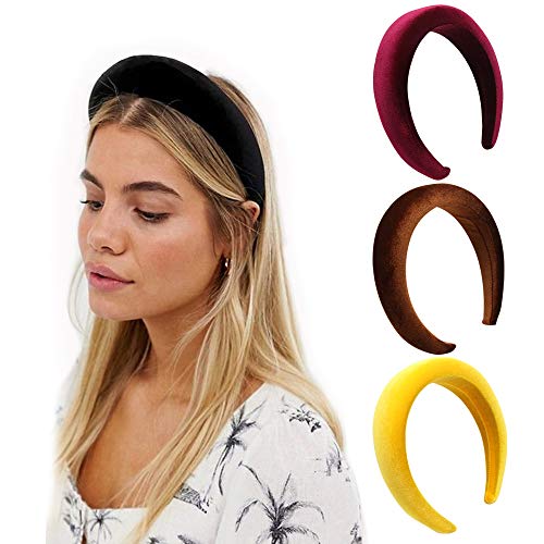 3PCS Thick Velvet Women Padded Headbands 90s Hair Accessories Head Band Fashion Headwear Wide Plastic Hairbands For Woman