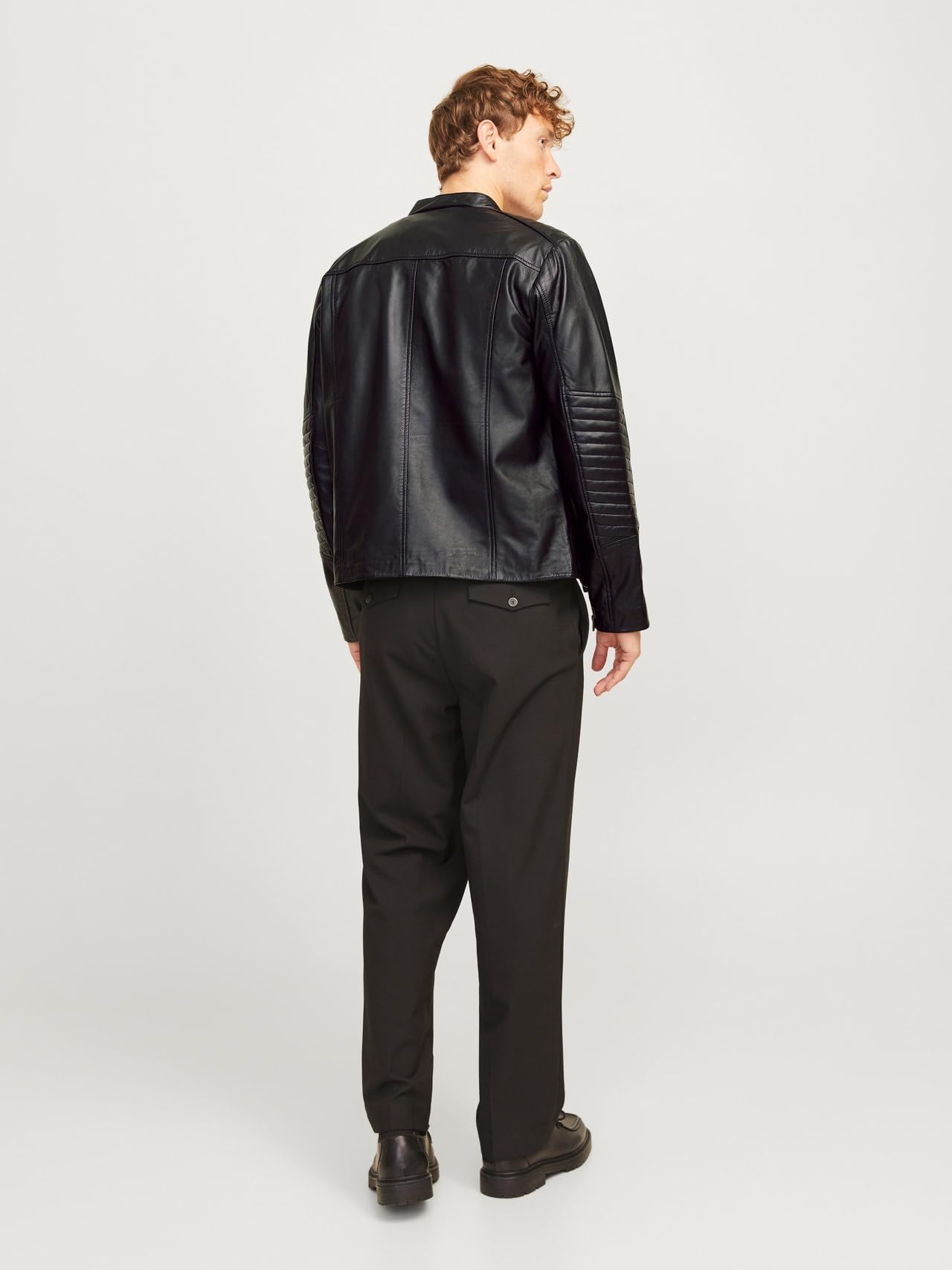 JACK & JONES Jjeliam Lamb Noos-Krótka skórzana kurtka, czarna, XXL męska, Czarny (Black), XXL