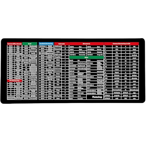 Image of KRESHU Anti-Slip Keyboard Pad | Keyboard Shortcuts Printed Super Large Mouse Keyboard Mat | Keyboard Shortcuts Office Software Printed | Thickened Lock Edge Pad for Desk PC Laptop Office (Pack of 1)