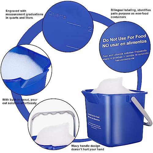 Image of Yaomiao 4 Pcs Cleaning Bucket 3 Qt Sanitizing Bucket,Blue | Restaurant Small Square Detergent Pail with Measurements Spout and Handle, for Home, Kitchen, Office, Commercial Use