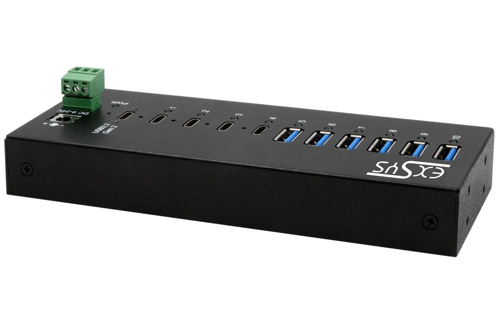 EXSYS EX-12280HMS Hub métallique USB 3.2 Gen 2 10 Ports, avec 4 connecteurs C et 6 connecteurs A