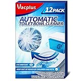 Vacplus Toilet Bowl Cleaner Tablets 12 Pcs - Automatic Toilet Bowl Cleaners for Descaling & Deodorizing, Septic-Tank Friendly Toilet Bowl Cleaners with Slow-Dissolving Design