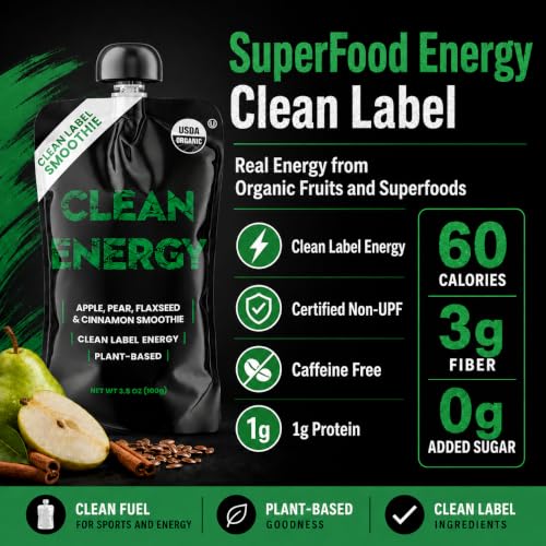 Image of Clean Energy Organic Smoothie Pouches, Healthy Snacks, Real Energy - 8 Pack