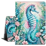 TSNJTBDL Case for iPad 10.2 Inch 2021/2020/2019, for iPad 9th/8th/7th Generation Case - PU Leather Auto Sleep/Wake, Slim Lightweight Tablet Protective Cover – Blue Seahorse