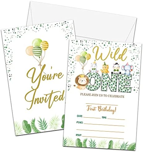 Jungle Animal Birthday Party Invitations - Write-On Cards With Envelopes, UK Made