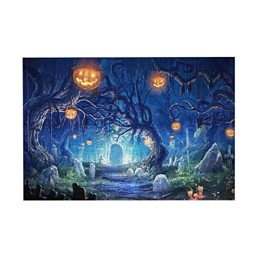 Halloween pumpa träd blå bild pussel vuxen pussel 300 bitar träpussel som modern heminredning