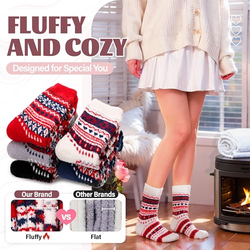 Image of Anlisim Fuzzy Socks for Women, Soft Comfy Cozy Fluffy Thick Winter Warm Fleece Slipper Socks