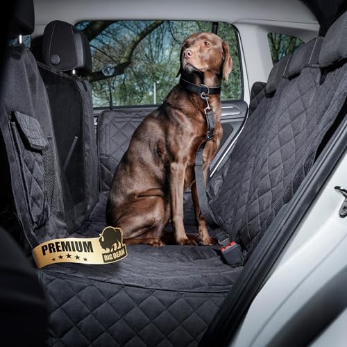 BigDean Robuste universelle Hundedecke Auto Rückbank Autoschondecke Hund Rücksitz schmutz- & wasserabweisend – universelle Passform & teilbar - Schmutzmatte Rückbank Hunde Autodecke