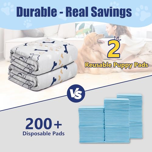 PmakeEorT Inkontinenzunterlage Waschbar PIPI Matten für Hunde, 2 Stück Welpen Unterlagen wasserdichte Trainingspads für Hunde, 46 x 61 cm