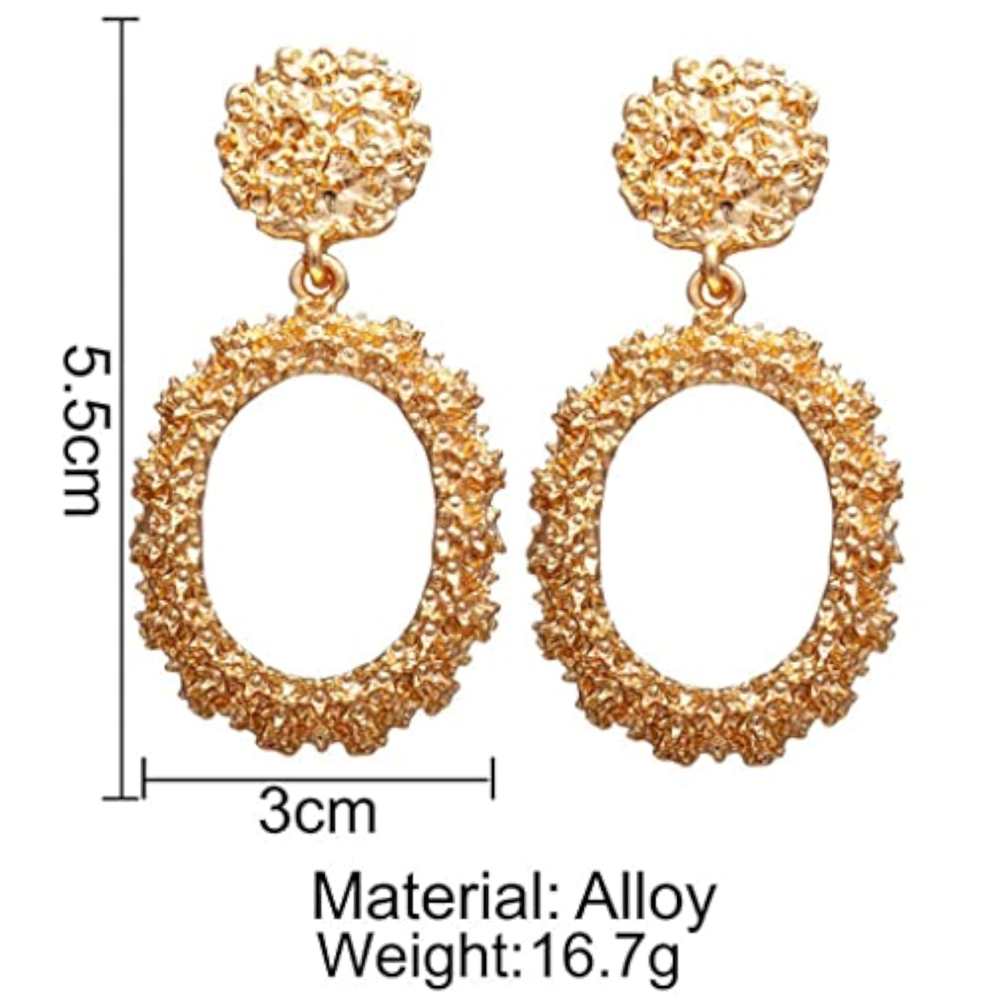 Women's Rose Gold Dangle Oval Hoop Earrings, Fashion Statement