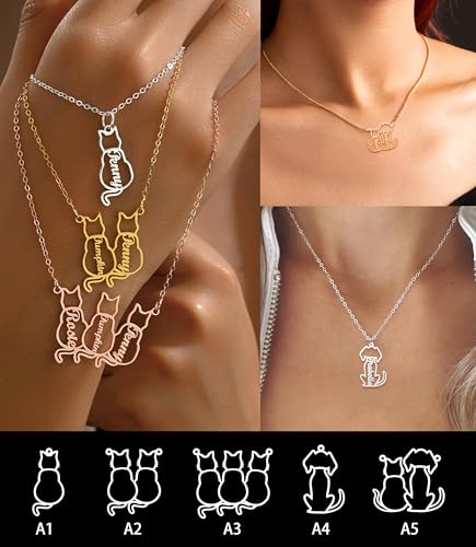 Custom Cat Name Necklace Gold Plated Personalized Dog Pet Nameplated Neckalces for Women Cute Animal Gift for Girls3