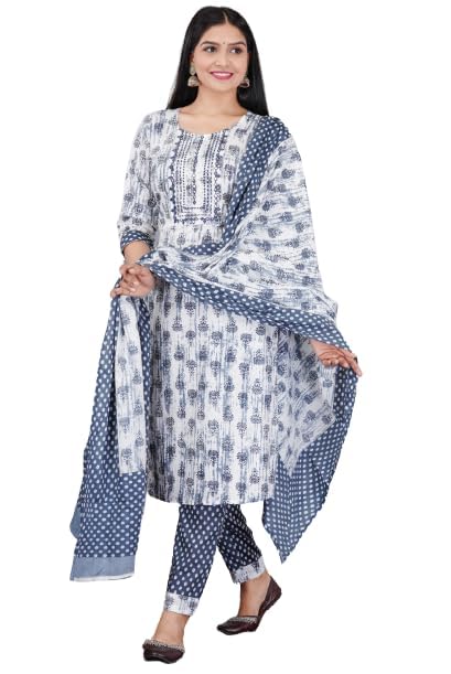 PAJO Women Cotton Kurta Palazzo and Dupatta set PAJO Women Cotton Kurta Palazzo and Dupatta set