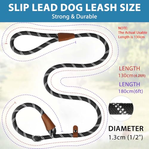 Aomig Schleppleine Verstellbarer Hundeleine für Welpen Kleine Mittlere Hund Katzen Reflektierend Leine Führleine Nylon mit Bequemen Gepolsterter Griff Training Outdoor Laufleine Trainingsleine Schwarz