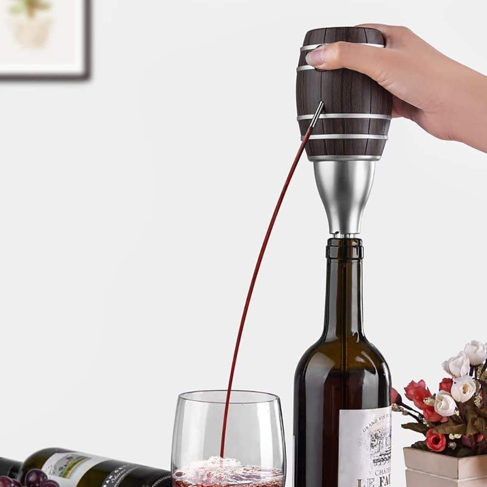 Aérateur de Carafe à vin électrique, Forme de tonneau de vin créatif, Bec verseur de vin, Distributeur de vin à Une Touche, pour Mariage/Anniversaire/fête/Noël