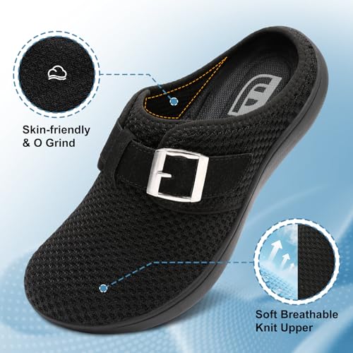 JOINFREE Womens Wide Slippers Adjustable Diabetic Mules Slip on House Slipper Clogs Breathable Comfortable Barefoot Walking Slipper for Arthritis Edema Swollen Elderly3