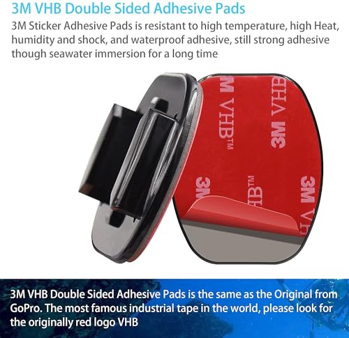Image of micros2u 3M Double-Sided Sticky Pads (Pack of 10) for GoPro Hero. 4 x Flat, 6 x Curved