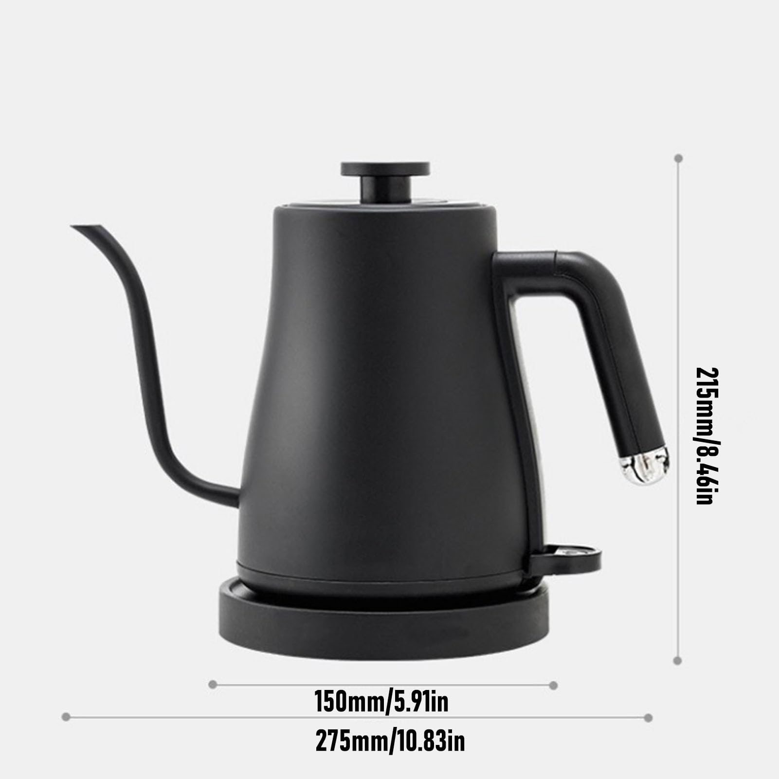 Haofy Bollitore Elettrico, capacità 1 Litro Collo di Cigno Bollitura Rapida Mano Design di Versamento Preciso Acciaio Inossidabile Strumento di Preparazione Versatile per caffè Tè (Spina europea 220