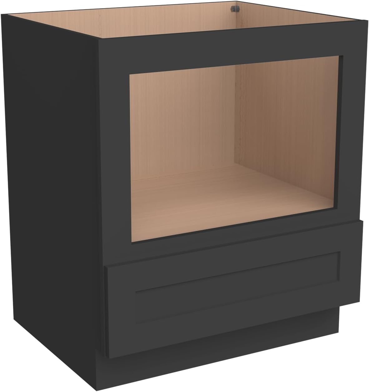 Microwave Base Cabinet – Solid Wood Shaker Style Kitchen Storage Base Unit with Drawer & Soft-Close Doors, RTA Pantry Cupboard for Dining Room, Coffee Bar 30" W x 24" D x 34 1/2" H (Charcoal Black)