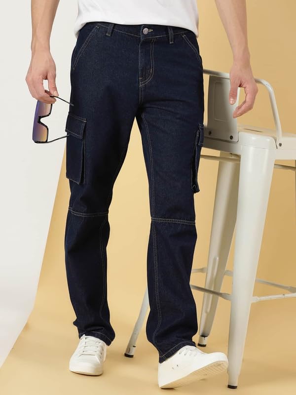 Image of Blue Jeans for Men Regular Fit - Cotton Jeans Pant for Men, Regular Denim Jeans for Boys - Light Fade Jeans for Men