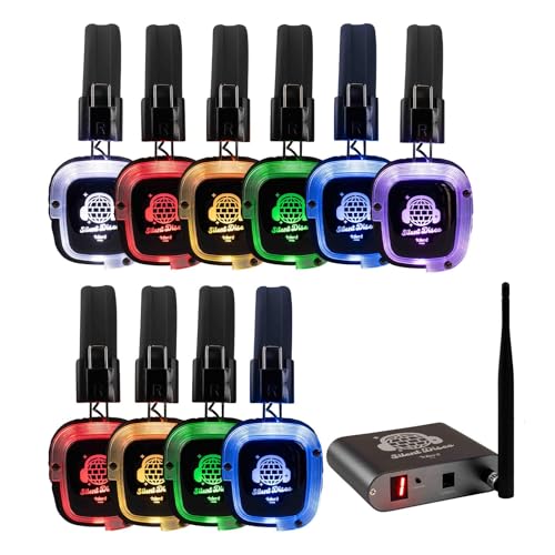Talent Silent Disco Prism Color Changing Headphone 10 Pack with 1 Transmitter