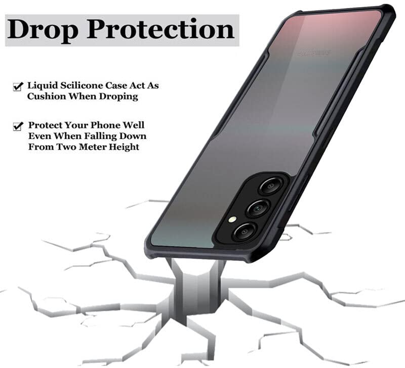 Image of A rtistque Clear Hard Transparent Acrylic Armor Anti-Drop Shockproof TPU Edge Back Cover Case for Samsung Galaxy A24 4G - Black