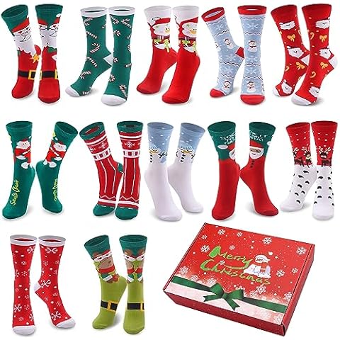Duufin 12 Pairs Christmas Socks Set Cover