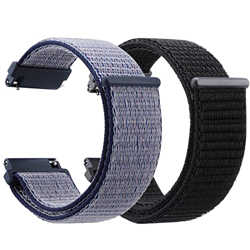 SimpleThings Pour Bracelet de Montre de 20 mm 22 mm, Bracelet de Sport en Nylon de 20 mm avec Fermeture Rapide et Fermeture Velcro, lot de 2 Bracelets Smart Watch pour Hommes et Femmes