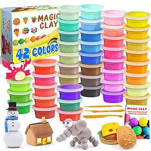 ESSENSON Air Dry Clay 42 Colors, Modeling Clay for Kids, DIY Molding Magic Clay for with Tools, Soft & Ultra Light, Toys Gifts for Age 3 4 5 6 7 8+ Years Old Boys Girls Kids