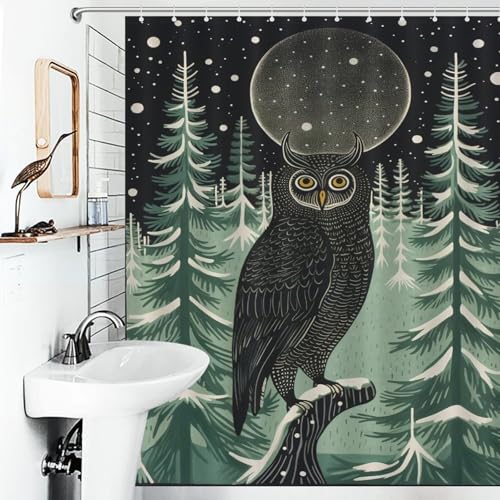 Rideau de douche hibou en polyester haut de gamme lavable en machine