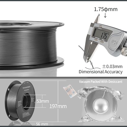 Image of TINMORRY Metallic PETG Filament 1.75mm, Rapid PETG 3D Printer Filament, PETG with a Rapid Flow Rate, Compatible with Bambu Lab FDM 3D Printer, 1KG 1 Spool, Metallic Space Grey