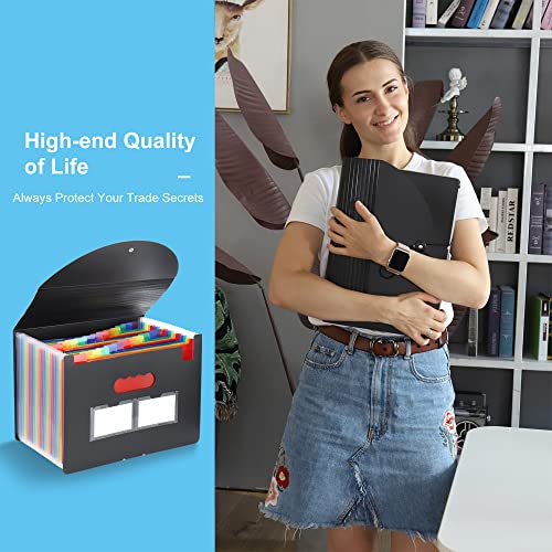 2 Pack Expanding File Folder, 24 Pocket Accordian File Organizer A4 Letter Size Portable Document Organizer With Colored Tabs, Expandable Desktop Accordion Folder #TOP6