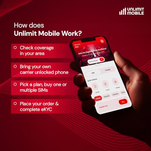 Image of Unlimit Mobile Canada Local SIM | Canada Student SIM Card | 1 Month 75GB High-Speed Data per Month | Unlimited Voice & Text | Prepaid SIM Card for Canada