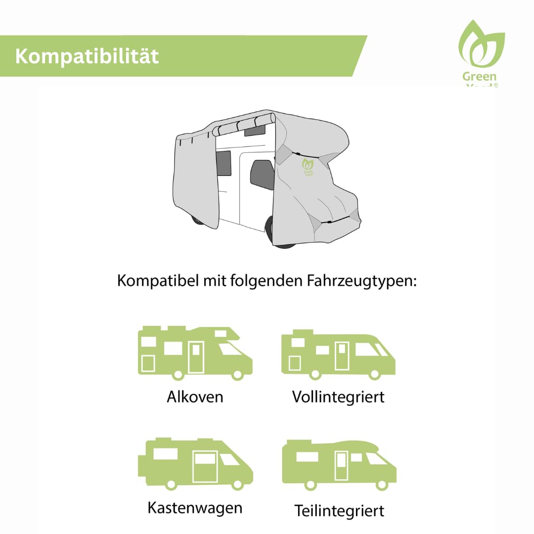 GreenYard® Wohnmobil Schutzhülle Schutzplane Abdeckplane Campingcover (XL 870x235x275 cm)