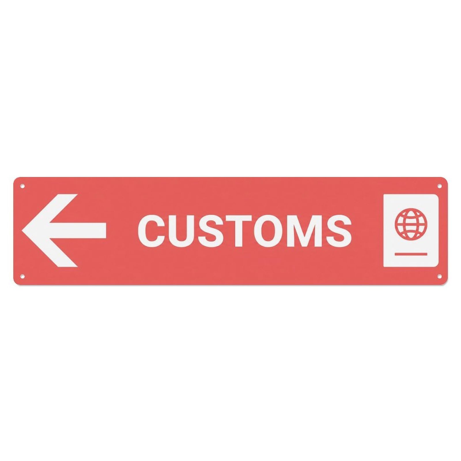 Okahys 4X16inch(10X40cm) Customs Sign Salmon White Left Metal Tin Sign