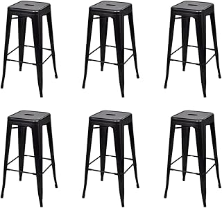 Czarne meble stalowe stołki barowe stołki barowe 6 szt. czarna stal