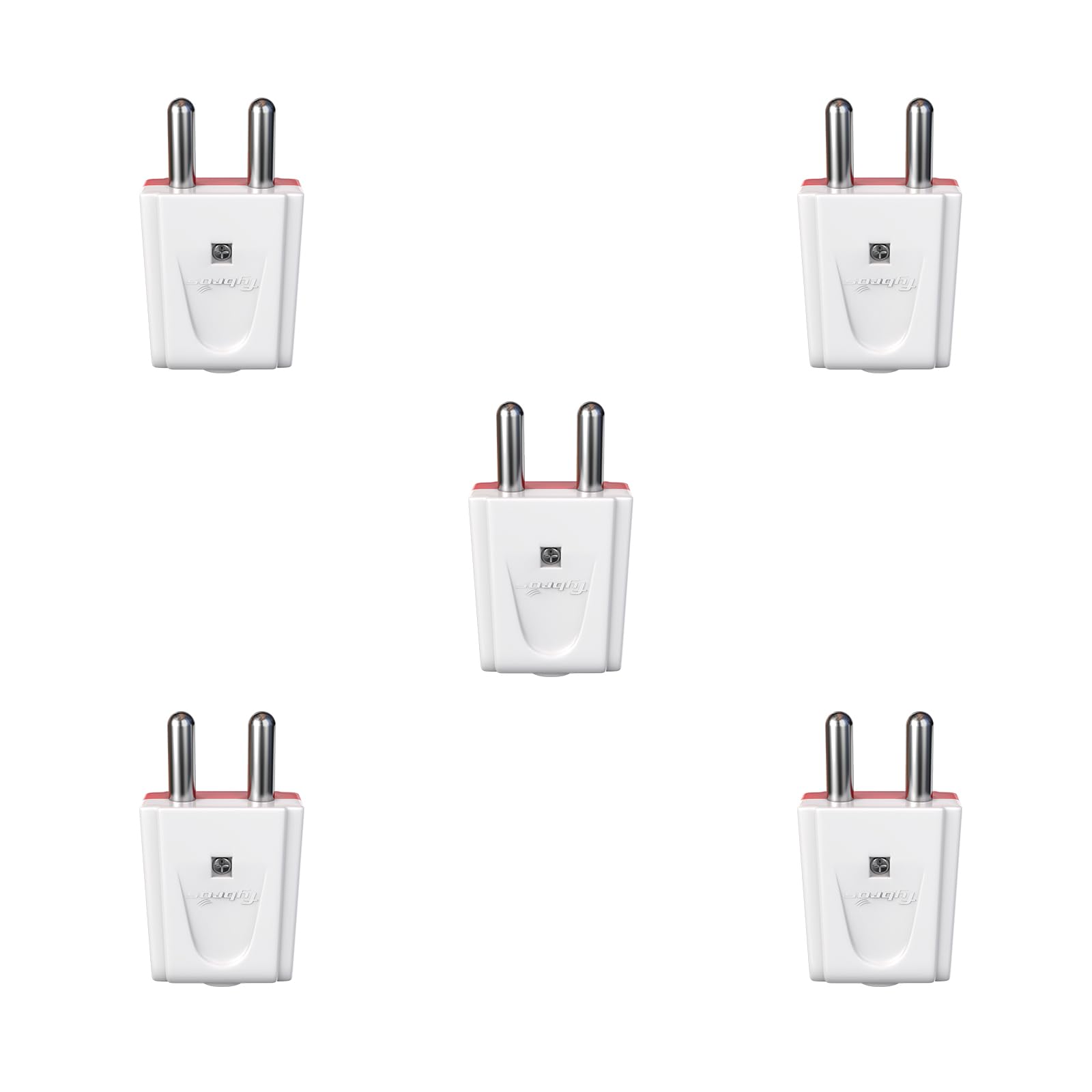 Fybros Melon 2 Pin Male Plug Top Adapter - White-Red (Pack of 5) Made in India-image-4